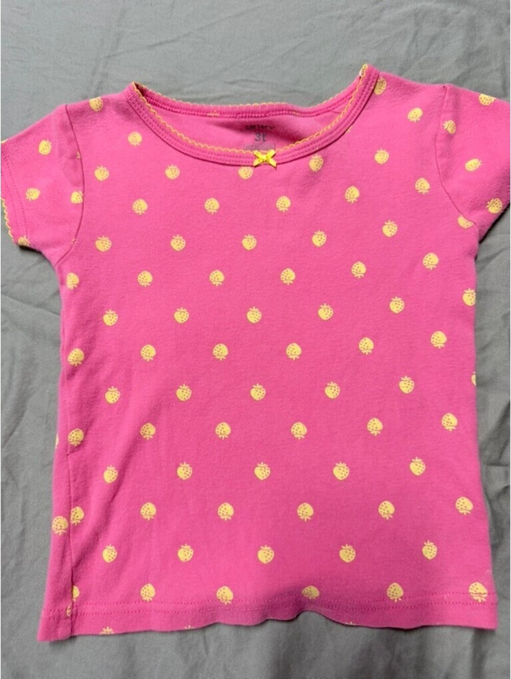 Carter's Girls 3T Pink Strawberry Short Sleeve Shirt Top